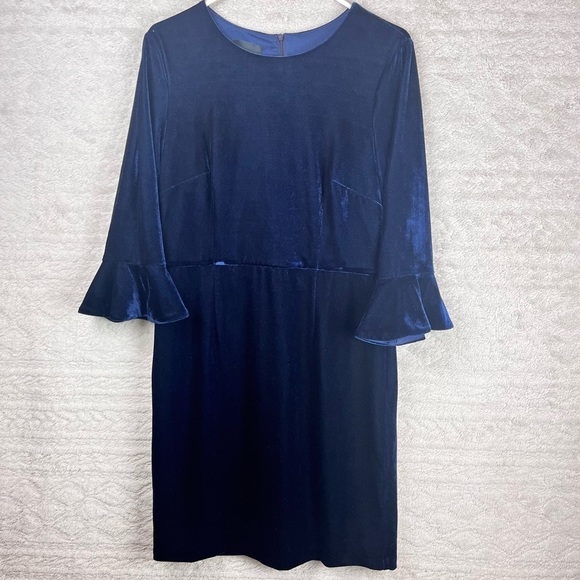 DONNA MORGAN Velvet Blue Dress Size 10 - Picture 1 of 14